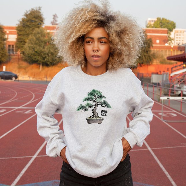 Moletom Bonsai Tree Sumi-e Style Japanese Love Calligraphy (Criador carregado)