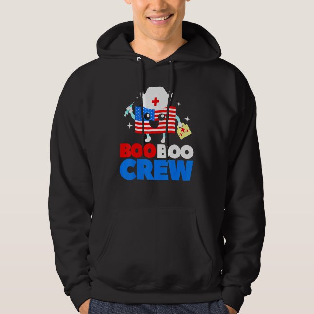 Moletom Boo Boo Crew American Flag 4 of Julho USA Nurse (Frente)