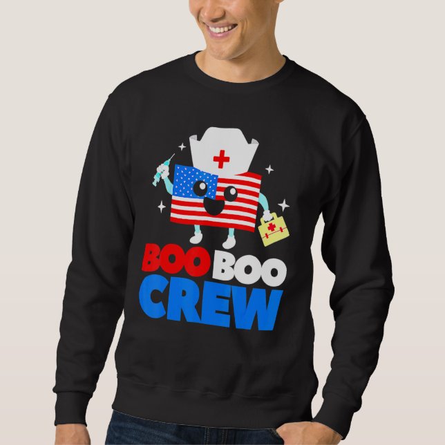 Moletom Boo Boo Crew American Flag 4 of Julho USA Nurse (Frente)