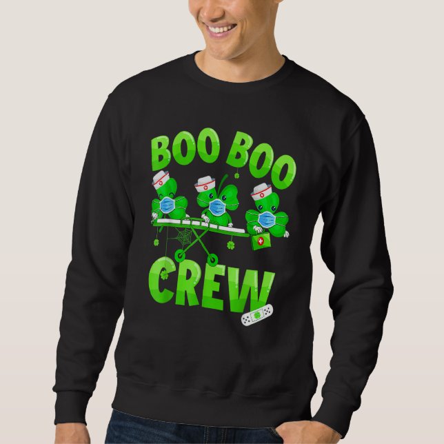 Moletom Boo Boo Crew Nurss Rua Patrick S Day Shamrock (Frente)