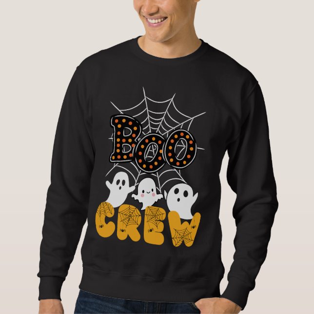 Moletom Boo Crew Halloween Sweatshirt com Fantasmas Bonito (Frente)