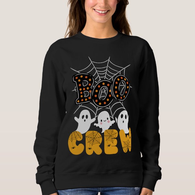 Moletom Boo Crew Halloween Sweatshirt com Fantasmas Bonito (Frente)