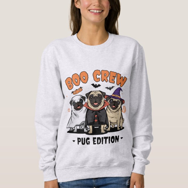 Moletom Boo Crew – Pug Edition | Cute Halloween Dog Design (Frente)