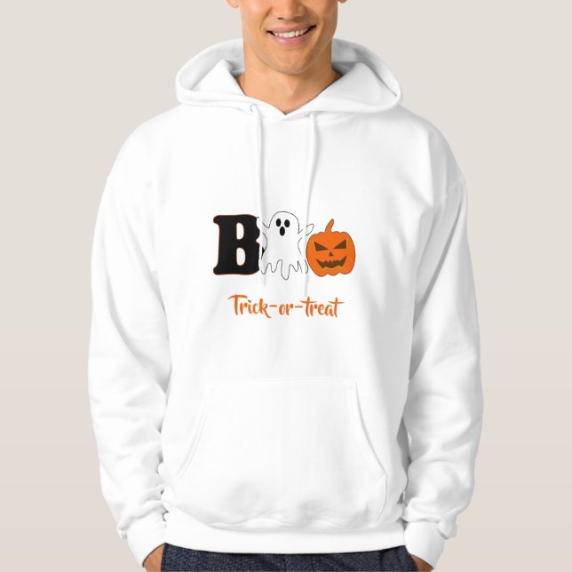 Moletom Boo Halloween Homens Capuz (Frente)