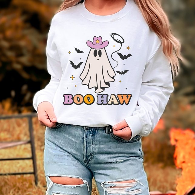 Moletom Boo Haw Cowboy Spooky Cute Ghost Halloween (Criador carregado)