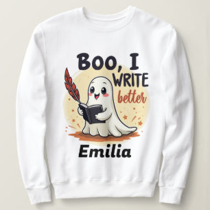 Moletom Boo I Escreve Melhor Nome Personalizado Halloween