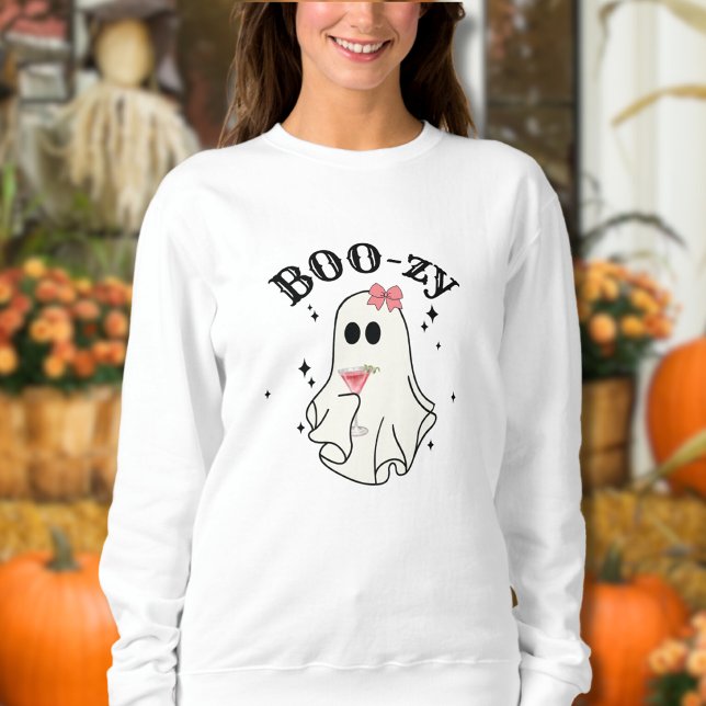Moletom Boo-zy Cosmopolitan Cocktail Engraçado Fantasma Ha (Boo-zy Cosmopolitan Cocktail Funny Ghost Halloween sweatshirt)