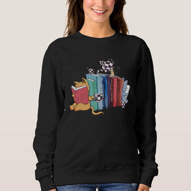 Moletom Bookend Kitten Cats Tea and Books (Frente)