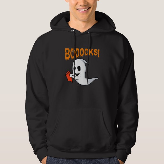 Moletom Booooks Ghost Book Reading Boo Halloween Library T (Frente)
