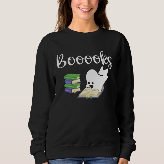 Moletom Booooks Halloween Ghost Reader  Reading Boo Costum (Frente)