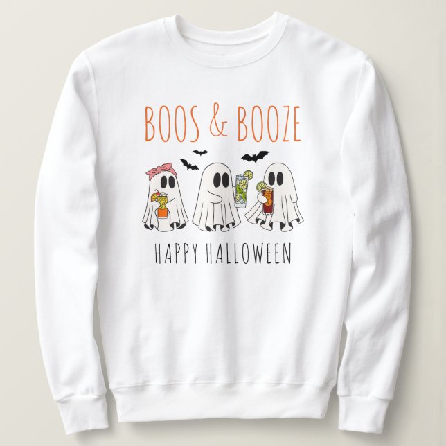 Moletom Boos e Booze Engraçados Fantasmas, Cute Adulto Hal (Frente do Design)