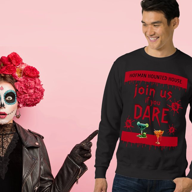 Moletom Boos e Booze Entrar Se Você Ousar O Plano De Volta (#halloween, #enterifyoudare, #drippingblood, #halloweensweatshirt)