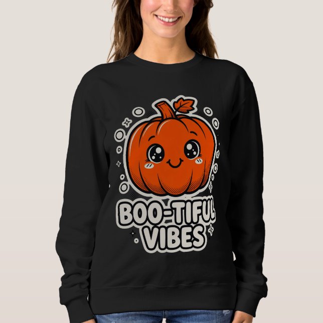 Moletom Bootiful Vibes Pun Halloween Tee (Frente)