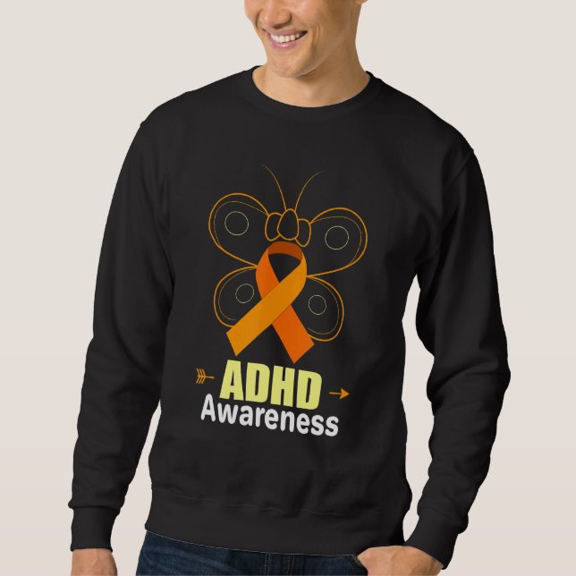 Moletom Borboleta Adhd Faixa Laranja Adição Consciência Ad (Frente)