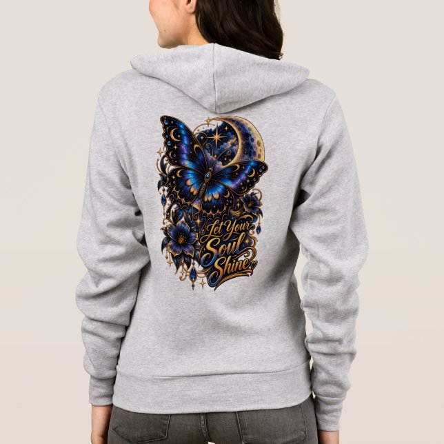 Moletom "Borboleta Celestial 'Deixe Sua Alma Brilh (Verso)