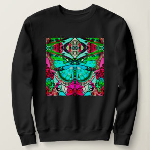 Moletom Borboleta e Medallion Batik Padrões em Turquesa