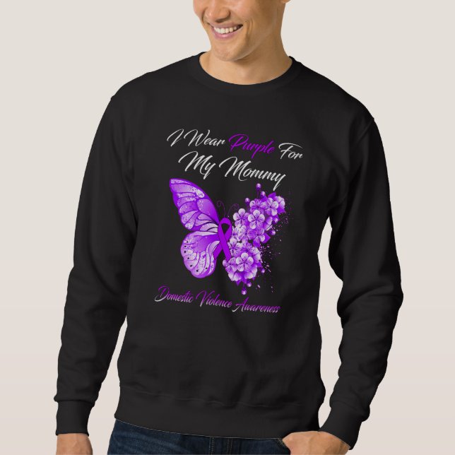 Moletom Borboleta Eu Uso Roxo Para Minha Mamãe Violência D (Frente)
