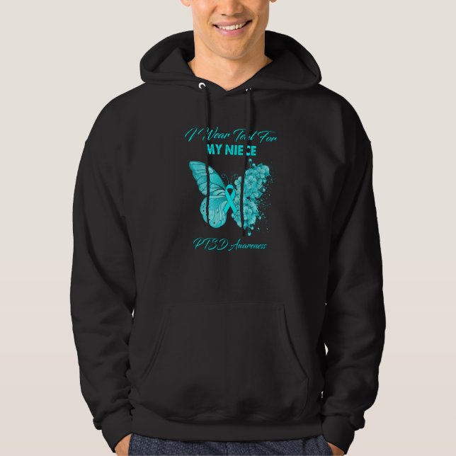 Moletom Borboleta Eu Visto Teal Para Minha Consciência De  (Frente)