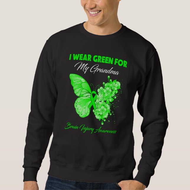 Moletom Borboleta Eu Visto Verde Para Minha Avó Ferida Cer (Frente)