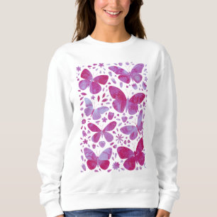 Moletom Borboletas Aquarela Magenta Rosa