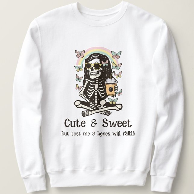 Moletom Borboletas Esqueleto Fofo Doce de Halloween  (Cute, spooky, and sassy—your go-to Halloween hoodie for fall chills and bold vibes)