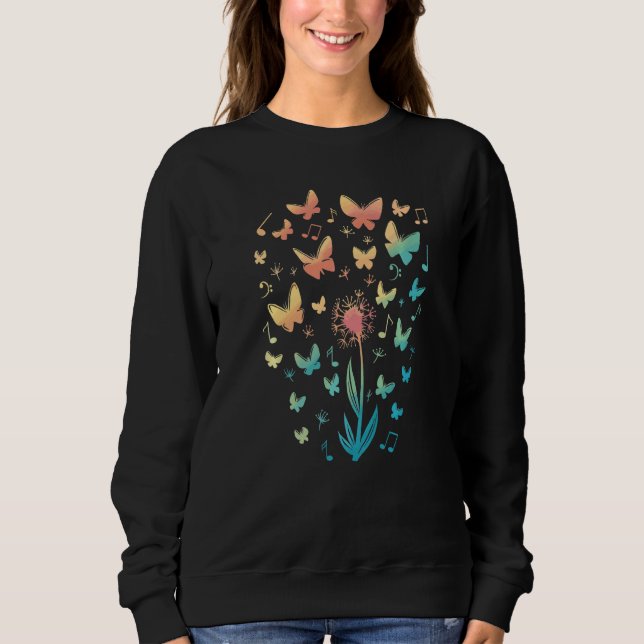 Moletom Borboletas Musicais Flores Notas Natureza (Frente)