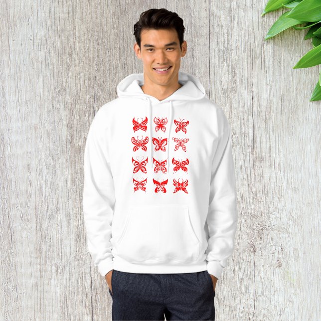 Moletom Borboletas Vermelhas Mens Hoodie (Criador carregado)