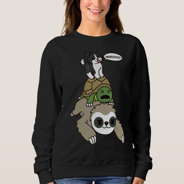 Moletom Borda Collie Andando Sloth Tortoise Cão (Frente)