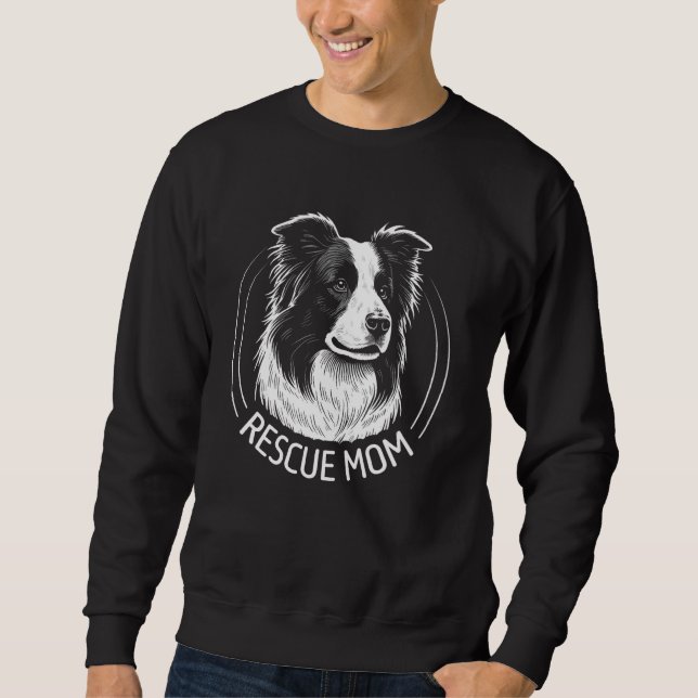 Moletom Borda Collie Dog Portrait Resgate Mãe (Frente)