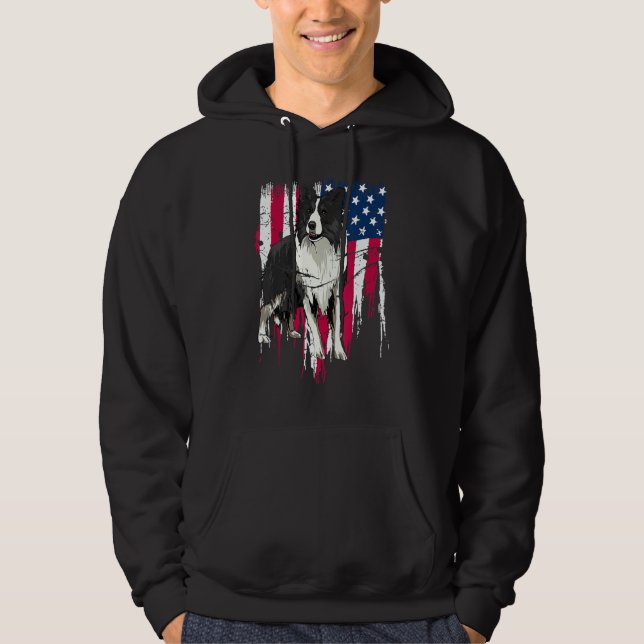 Moletom Border Collie American Flag USA Awesome (Frente)