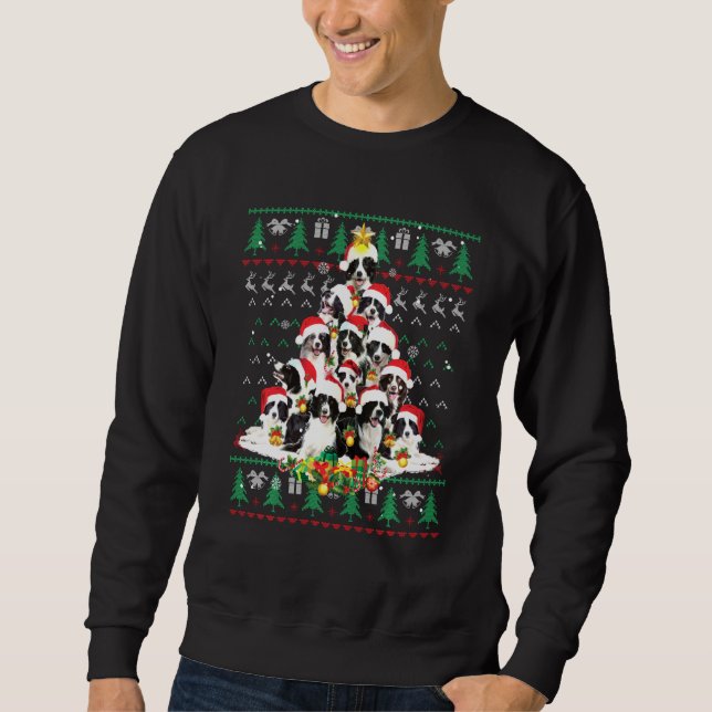Moletom Border Collie Christmas Dog Lover Ugly Sweater Xma (Frente)