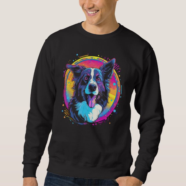 Moletom Border Collie Dog Australian Shepherd 80s Retrowav (Frente)