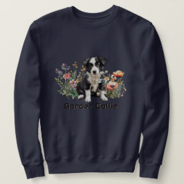 Moletom Border Collie em Flores Silvestres com Texto Perso