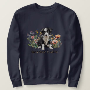 Moletom Border Collie em Flores Silvestres com Texto Perso