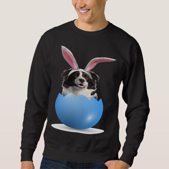 Moletom Border Collie Herding Dog Easter Bunny Egg Hunting (Frente)