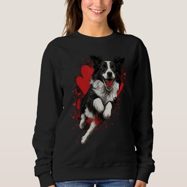 Moletom Border Collie Love Heart Valentines Day Border Col (Frente)