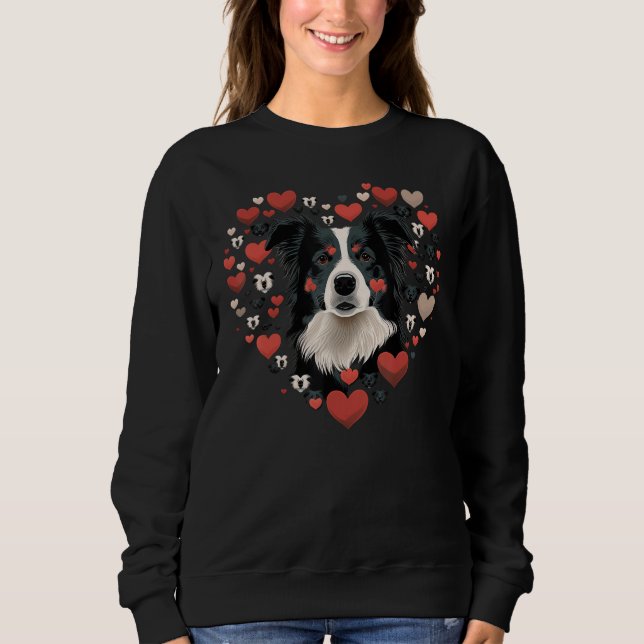 Moletom Border Collie Love Heart Valentines Day Border Col (Frente)