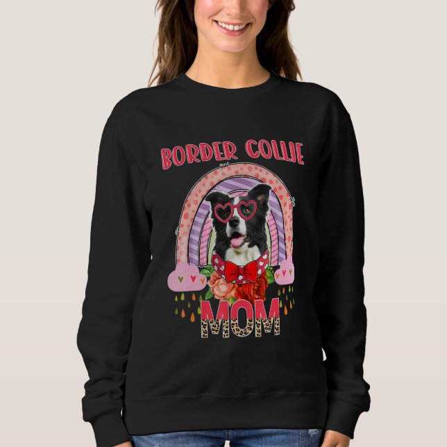 Moletom Border Collie Mãe Cute Rainbow Rainlyn Dog Mãe's (Frente)