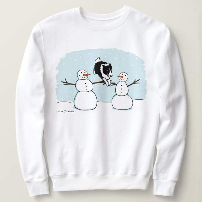 Moletom Border Collie no Feriado de Inverno com Bonecos de (Frente do Design)