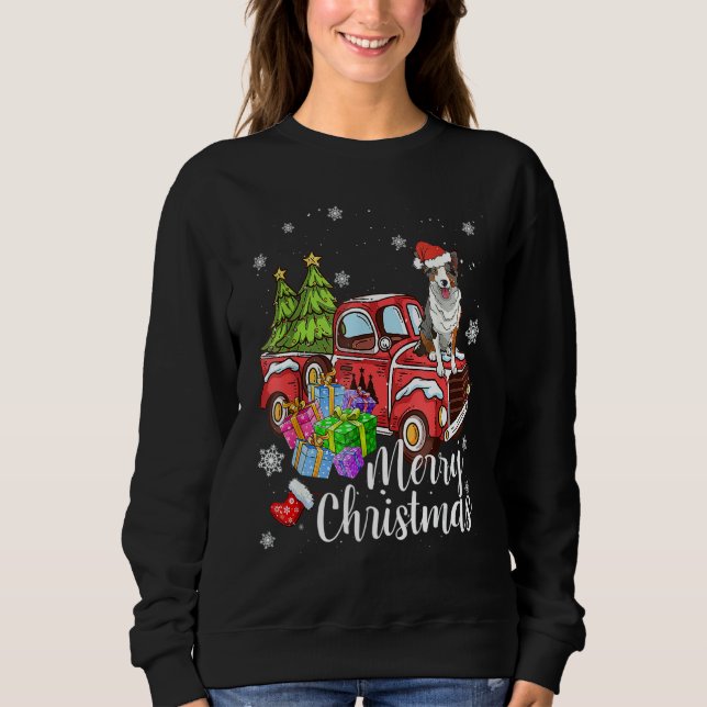 Moletom Border Collie Riding Red Truck Xmas Merry Christma (Frente)