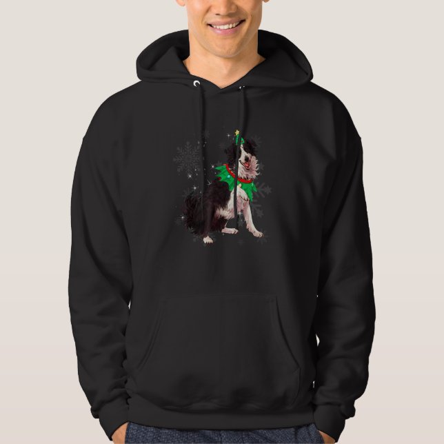Moletom Border Collie Woman Christmas Tree (Frente)