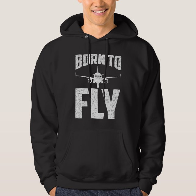 Moletom Born to Fly Airplane Aviation Pilot Aeroplane Men  (Frente)
