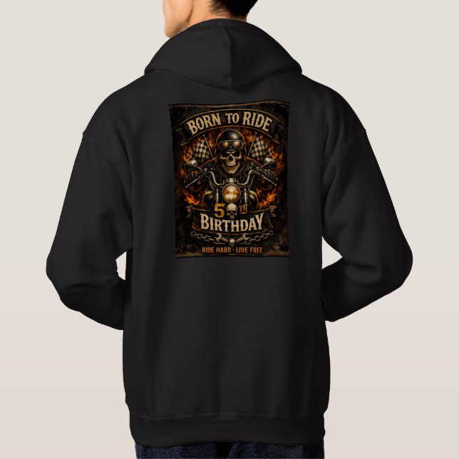 Moletom Born to Ride 50th Birthday Biker Skull (Verso)