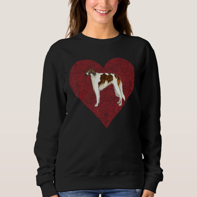 Moletom Borzoi Dia dos Namorados Amor de Cachorro Impressã (Frente)