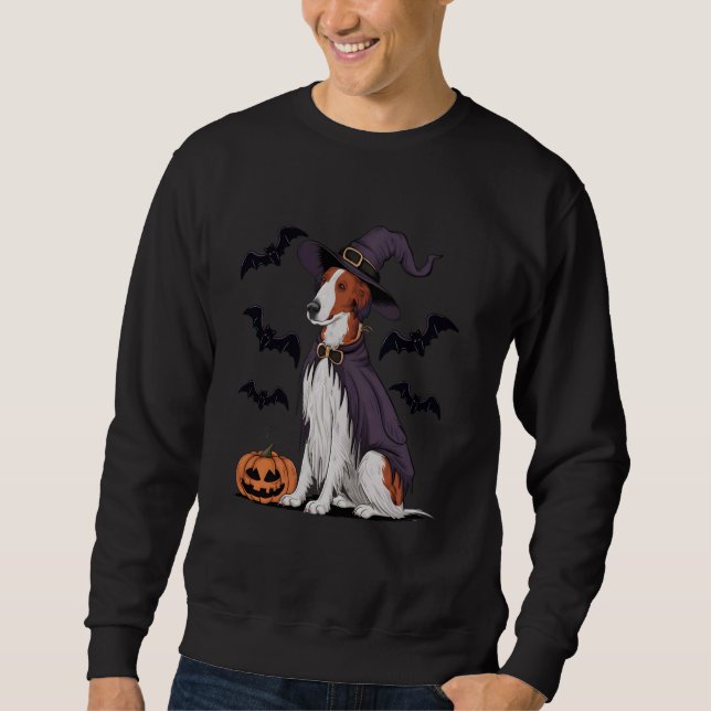 Moletom Borzoi Dog Halloween Costume Pumpkin Bat Witold (Frente)