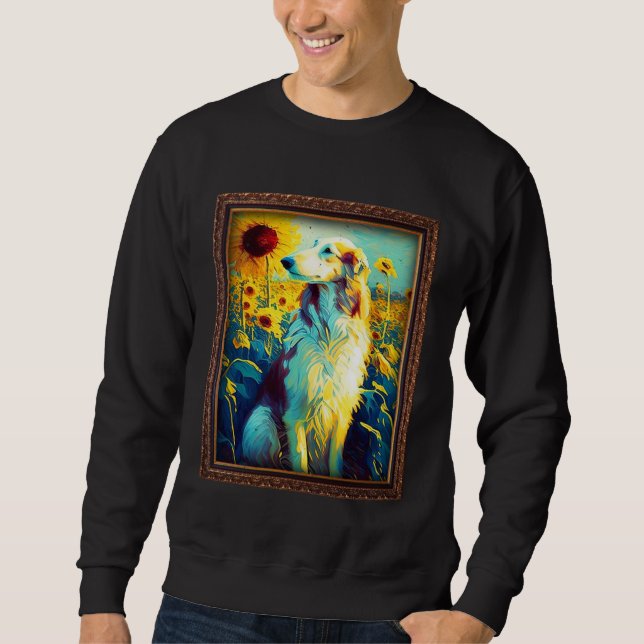 Moletom Borzoi Painting Sunflower Flower Mom Women Floral  (Frente)