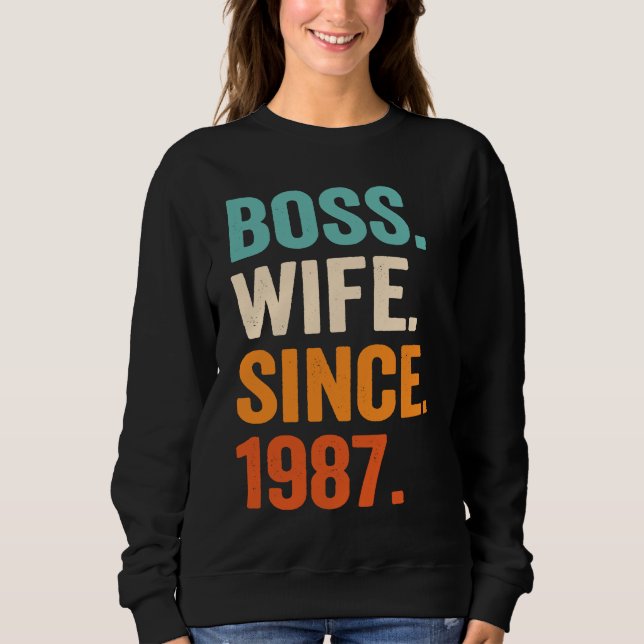 Moletom Boss Wife Since 1987 36th wedding anniversary (Frente)