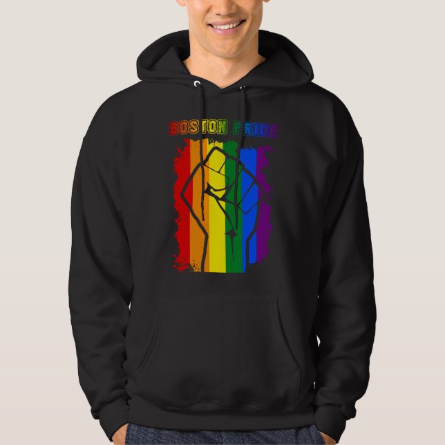 Moletom Boston LGBT Pride Month LGBTQ Rainbow Flag Gay Les (Frente)
