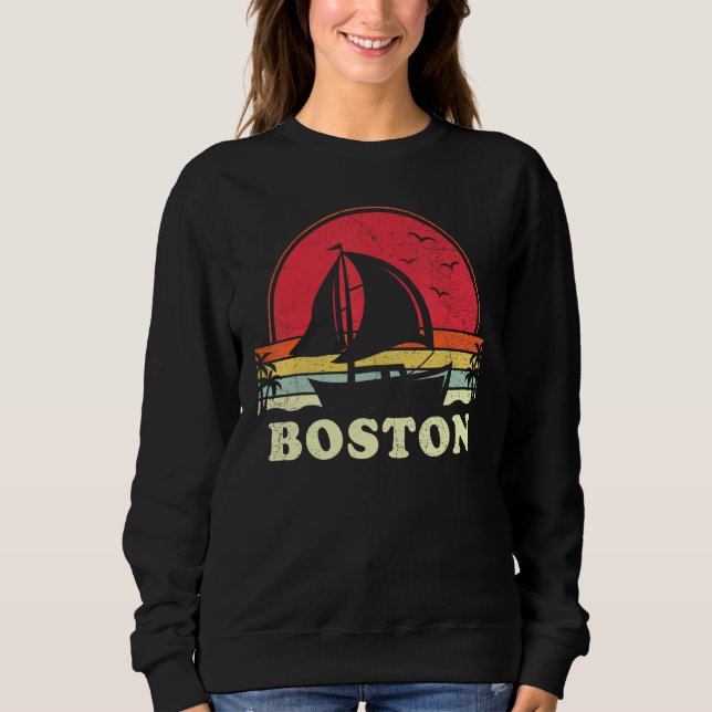 Moletom Boston Massachusetts Sail Boat Boating Captain Sai (Frente)