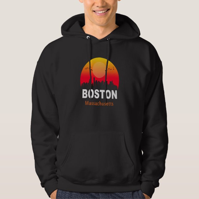 Moletom Boston Massachusetts Vintage Sunset Retro City Sta (Frente)